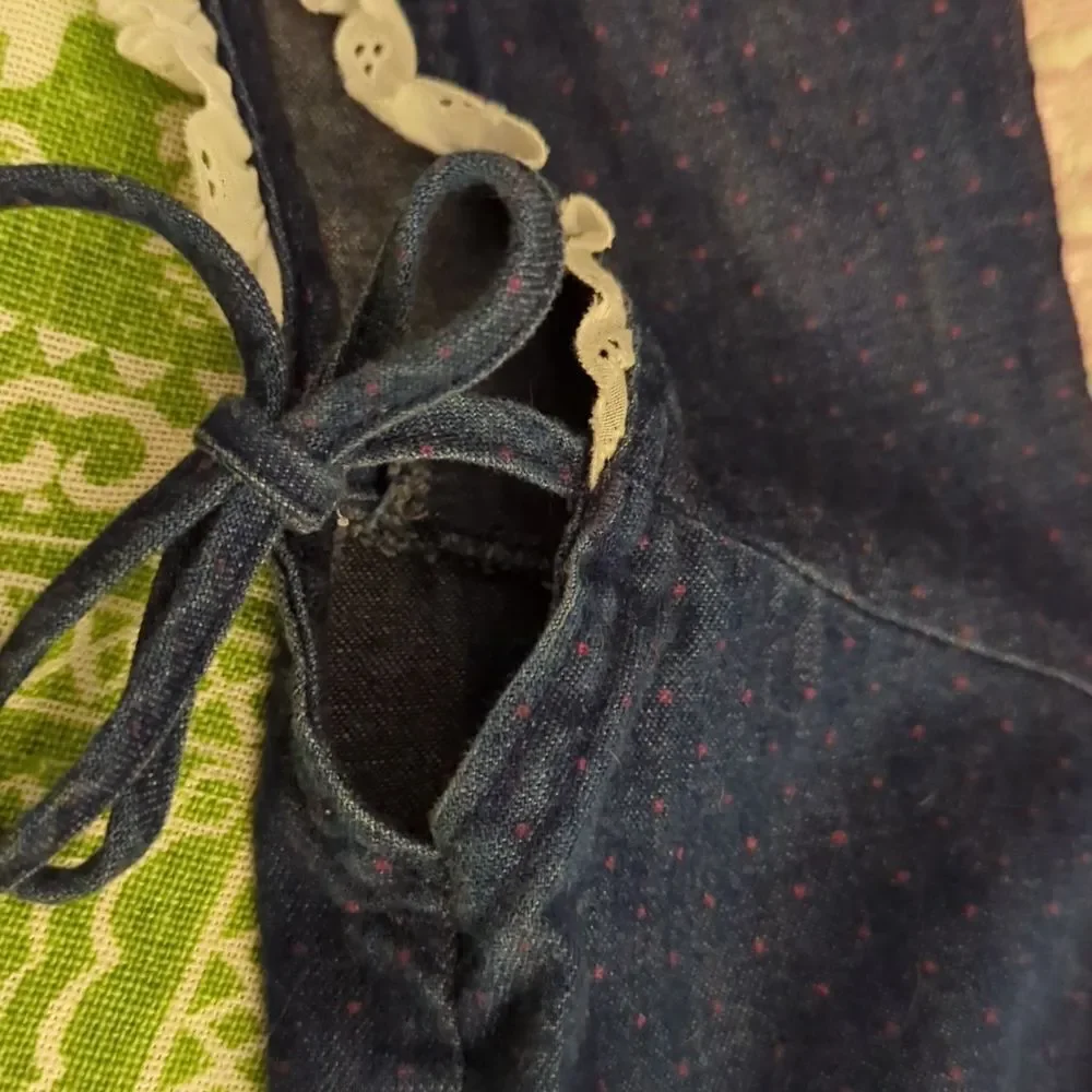 Vintage blue denim and lace dress‎